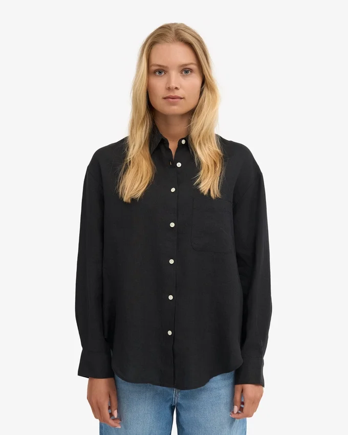 Chemise oversize en lin - Noir intense