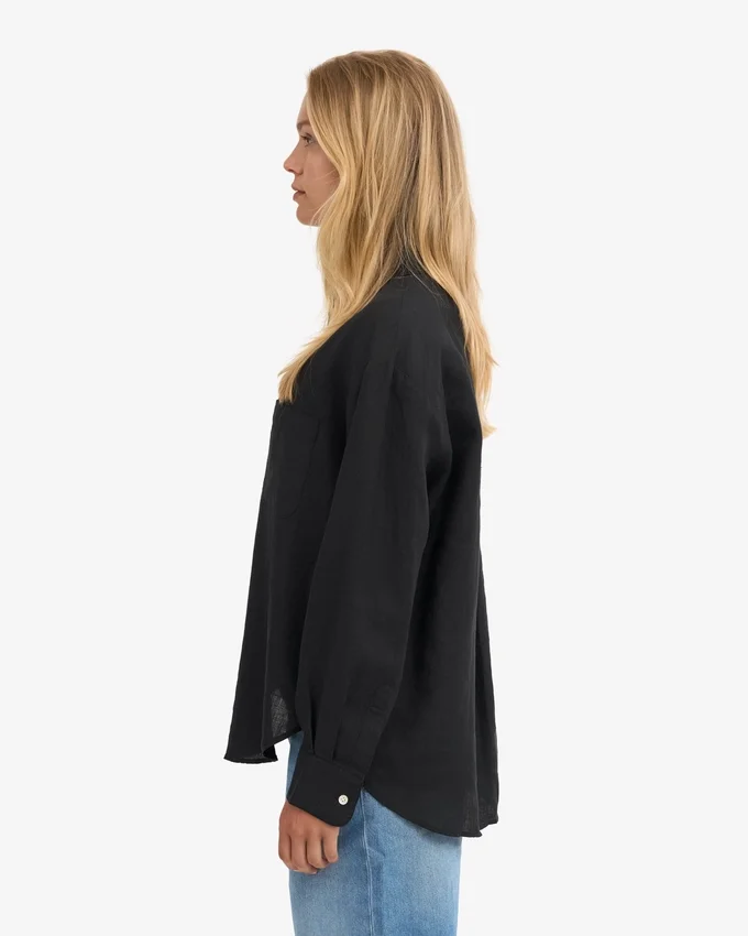 Chemise oversize en lin - Noir intense