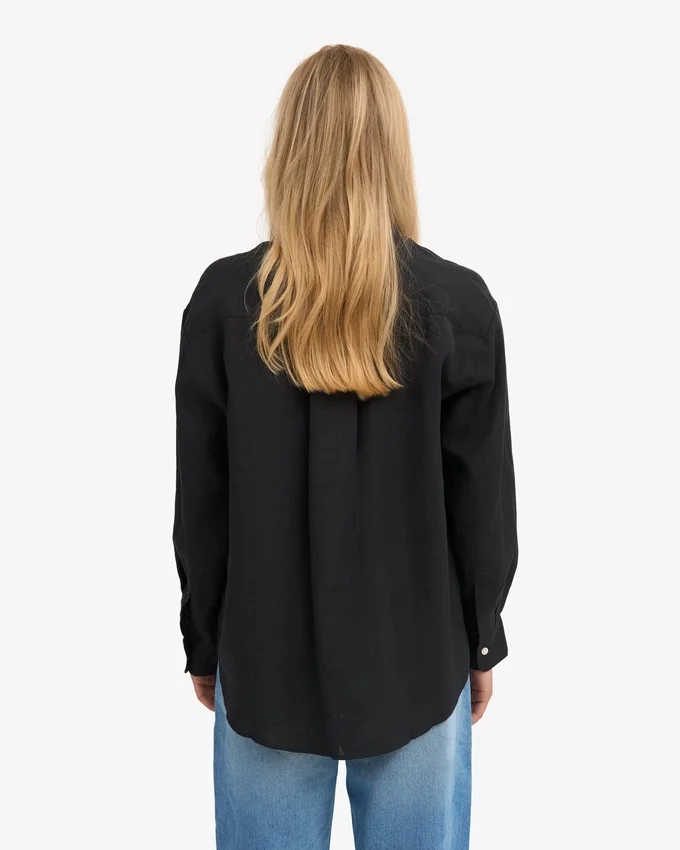 Chemise oversize en lin - Noir intense