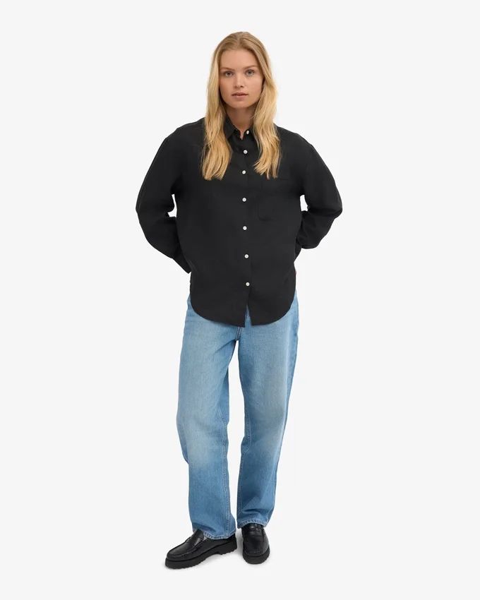 Chemise oversize en lin - Noir intense
