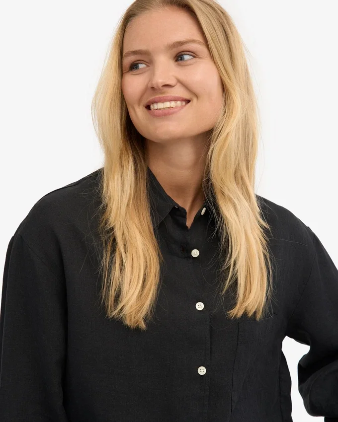 Chemise oversize en lin - Noir intense