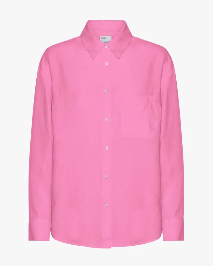 Chemise oversize en lin - Rose bubble-gum