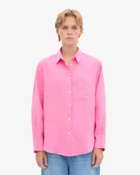 Chemise oversize en lin – Rose bubble-gum