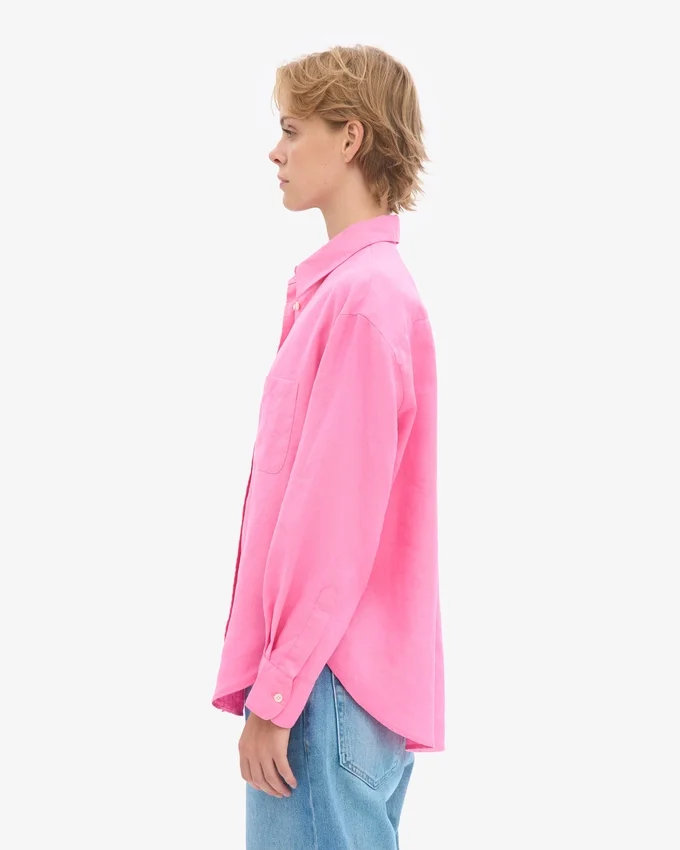 Chemise oversize en lin - Rose bubble-gum