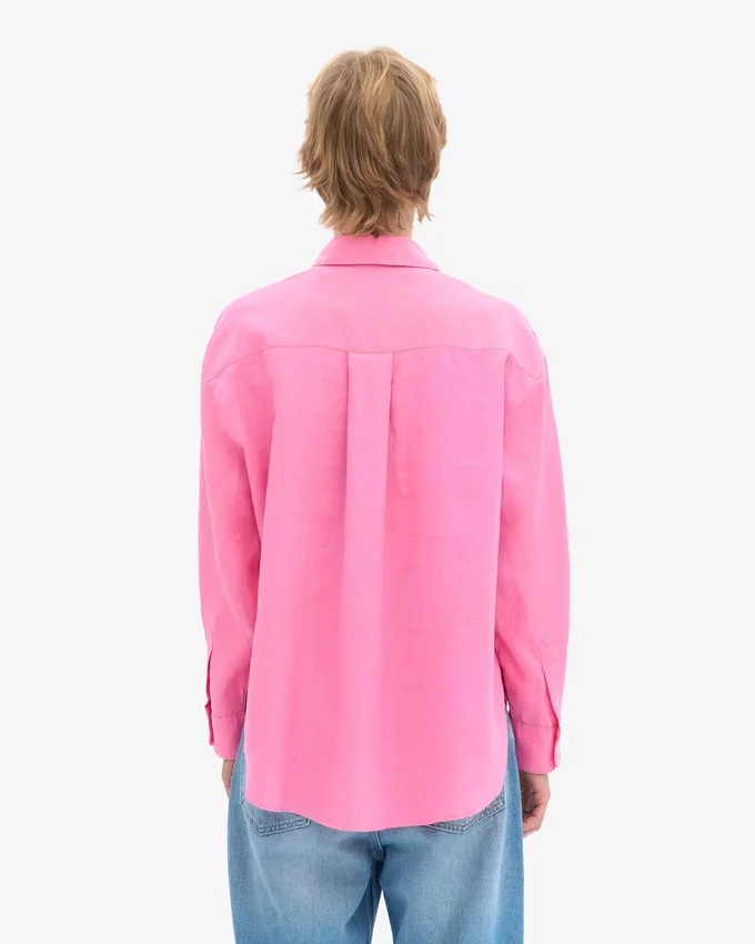 Chemise oversize en lin - Rose bubble-gum