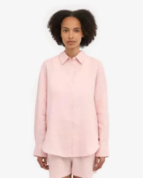 Chemise oversize en lin – Rose délavé