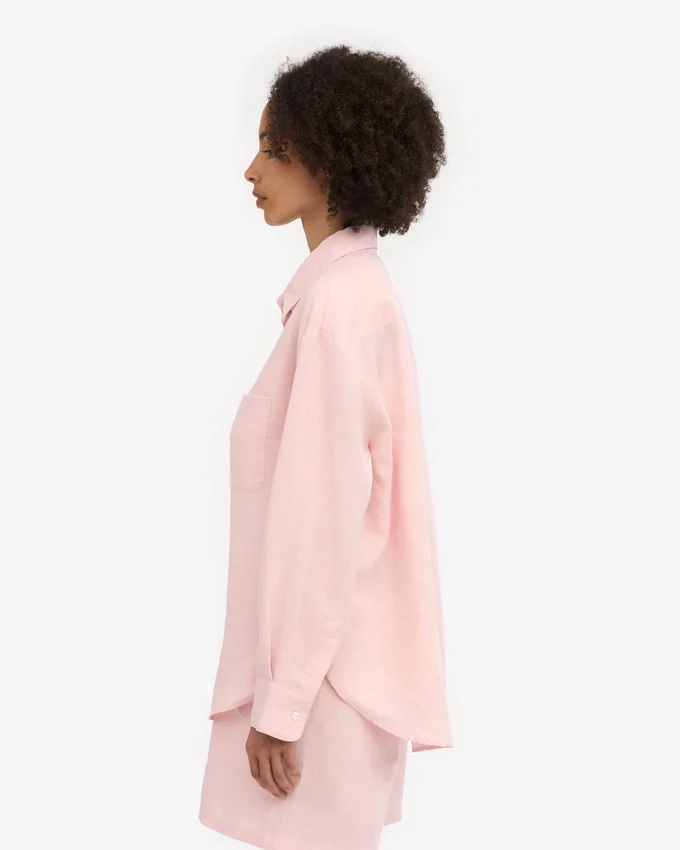 Chemise oversize en lin - Rose délavé