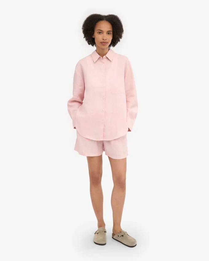 Chemise oversize en lin - Rose délavé