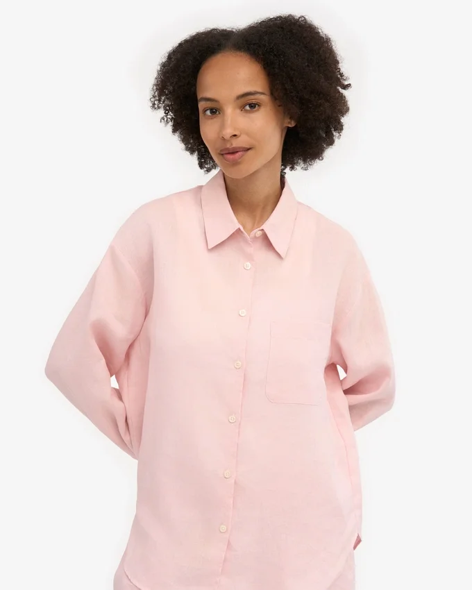 Chemise oversize en lin - Rose délavé