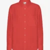 Chemise oversize en lin - Rouge mandarine