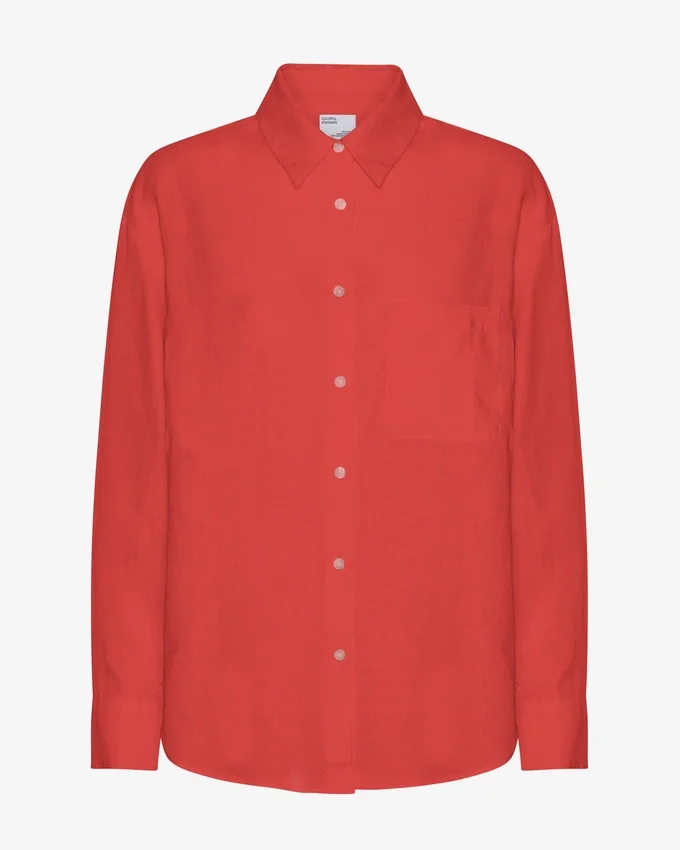 Chemise oversize en lin - Rouge mandarine