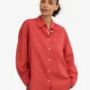 Chemise oversize en lin - Rouge mandarine