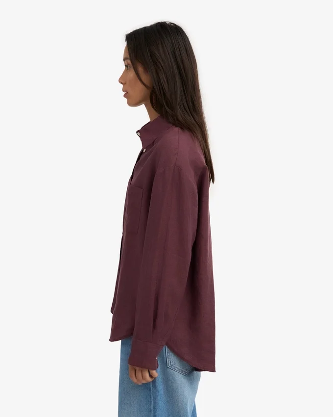 Chemise oversize en lin - Rouge sang de bœuf