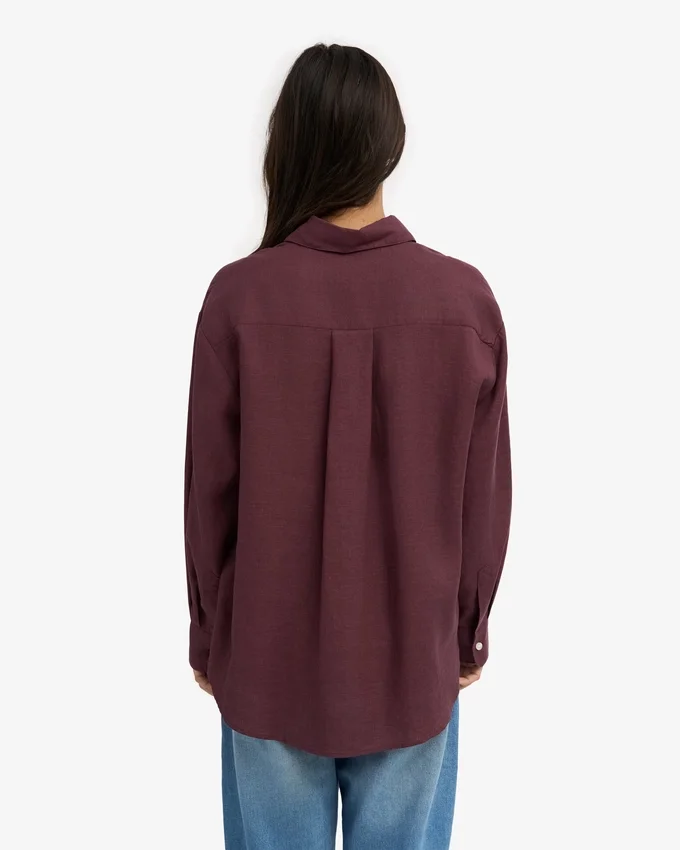 Chemise oversize en lin - Rouge sang de bœuf