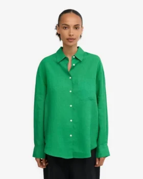 Chemise oversize en lin – Vert Kelly