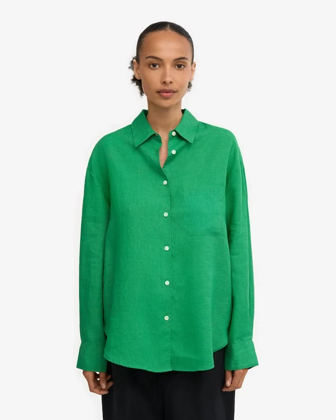 Chemise oversize en lin - Vert Kelly