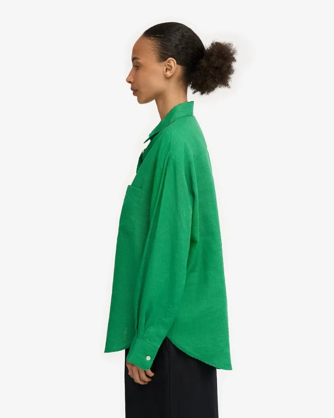 Chemise oversize en lin - Vert Kelly