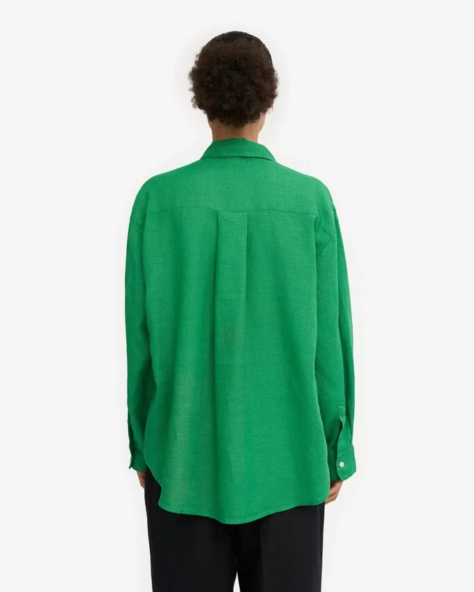 Chemise oversize en lin - Vert Kelly