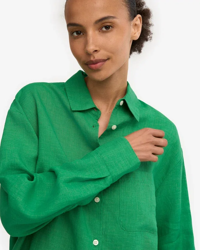 Chemise oversize en lin - Vert Kelly