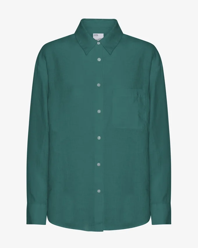 Chemise oversize en lin - Vert océan