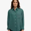 Chemise oversize en lin - Vert océan