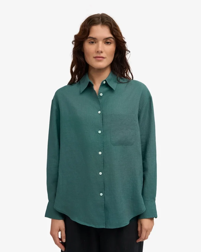 Chemise oversize en lin - Vert océan