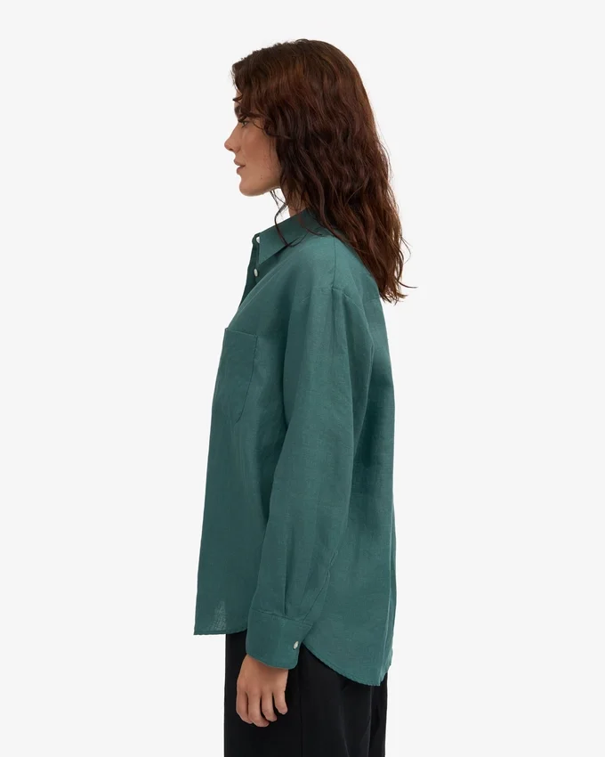 Chemise oversize en lin - Vert océan