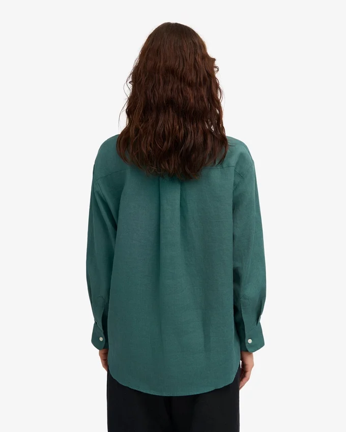 Chemise oversize en lin - Vert océan