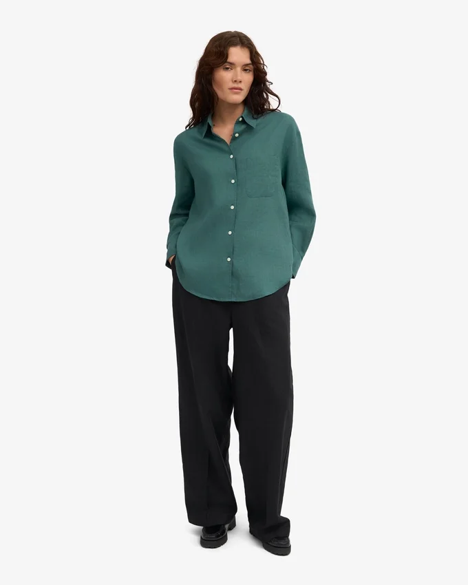Chemise oversize en lin - Vert océan