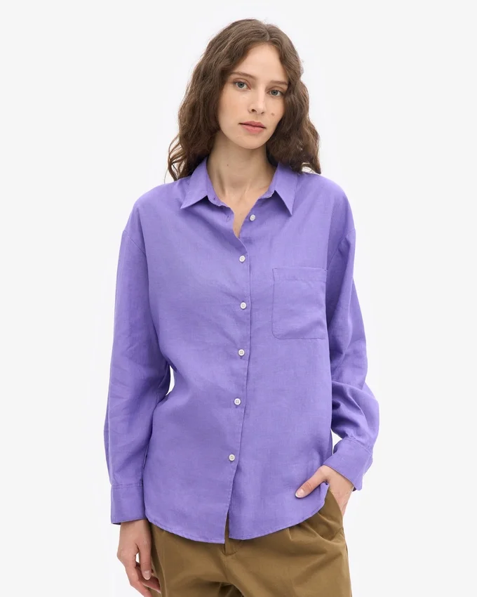 Chemise oversize en lin - Violet ultra