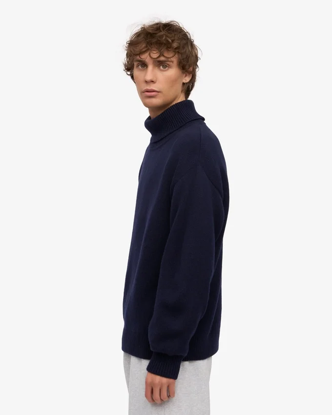 Col roulé en laine mérinos - Bleu marine