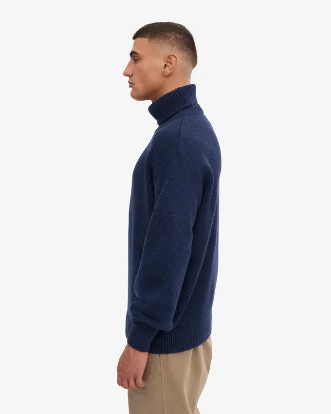 Col roulé en laine mérinos - Bleu marine