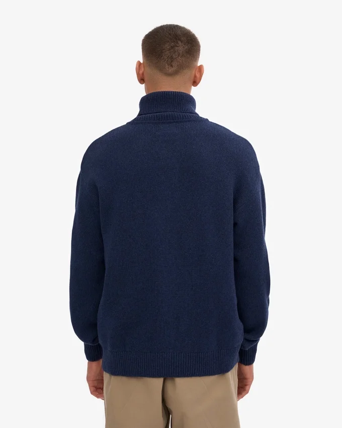Col roulé en laine mérinos - Bleu marine