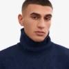 Col roulé en laine mérinos - Bleu marine
