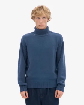 Col roulé en laine mérinos – Bleu pétrole