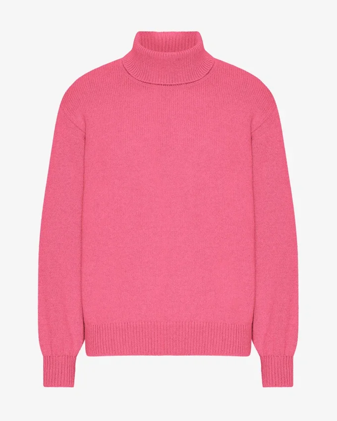 Col roulé en laine mérinos - Rose bubble-gum