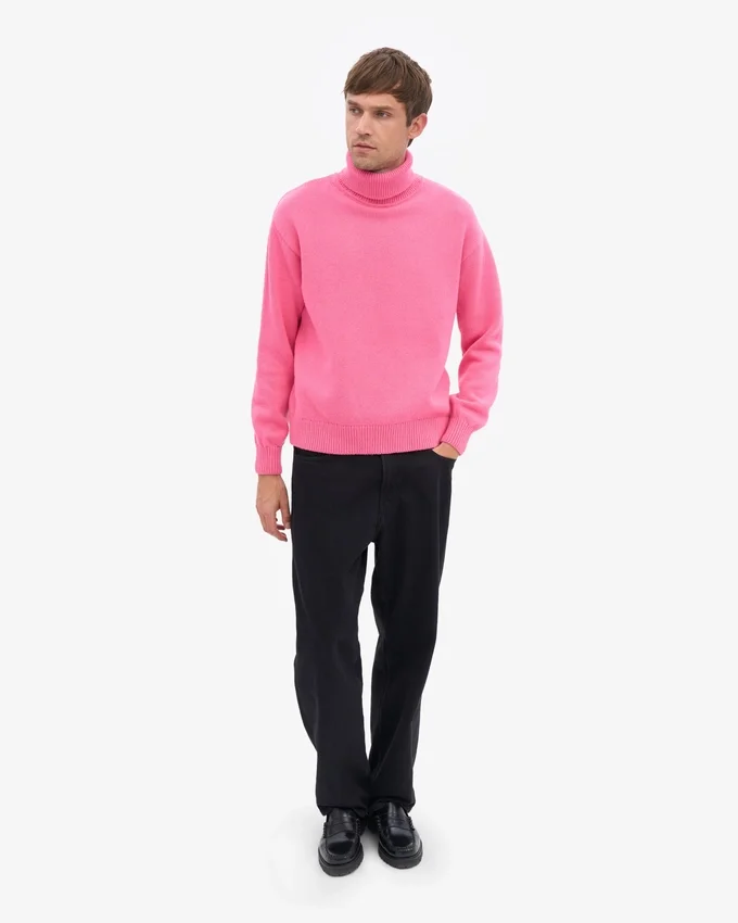Col roulé en laine mérinos - Rose bubble-gum