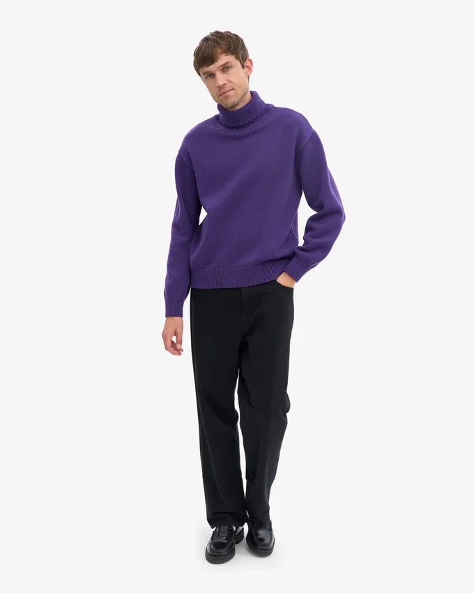 Col roulé en laine mérinos - Violet ultra