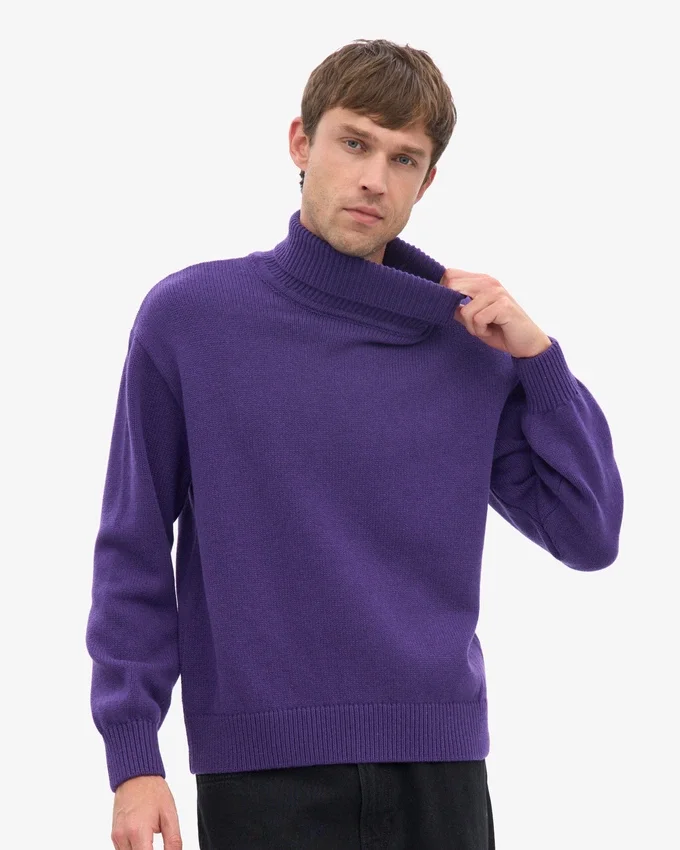 Col roulé en laine mérinos - Violet ultra