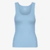 Débardeur bio à côtes pour femme - Bleu bord de mer