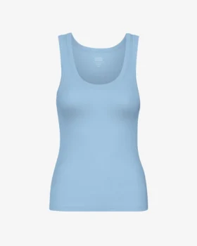 Débardeur bio à côtes pour femme - Bleu bord de mer