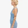 Débardeur bio à côtes pour femme - Bleu bord de mer