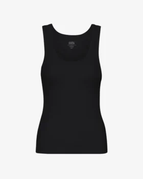 Débardeur côtelé bio pour femme – Noir intense
