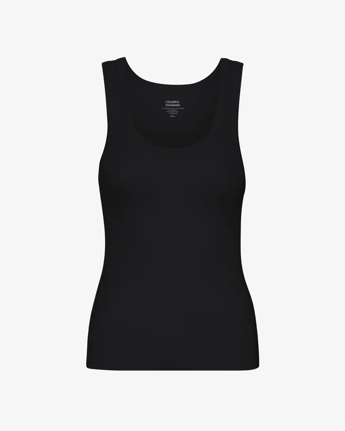 Débardeur côtelé bio pour femme – Noir intense