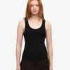 Débardeur côtelé bio pour femme – Noir intense
