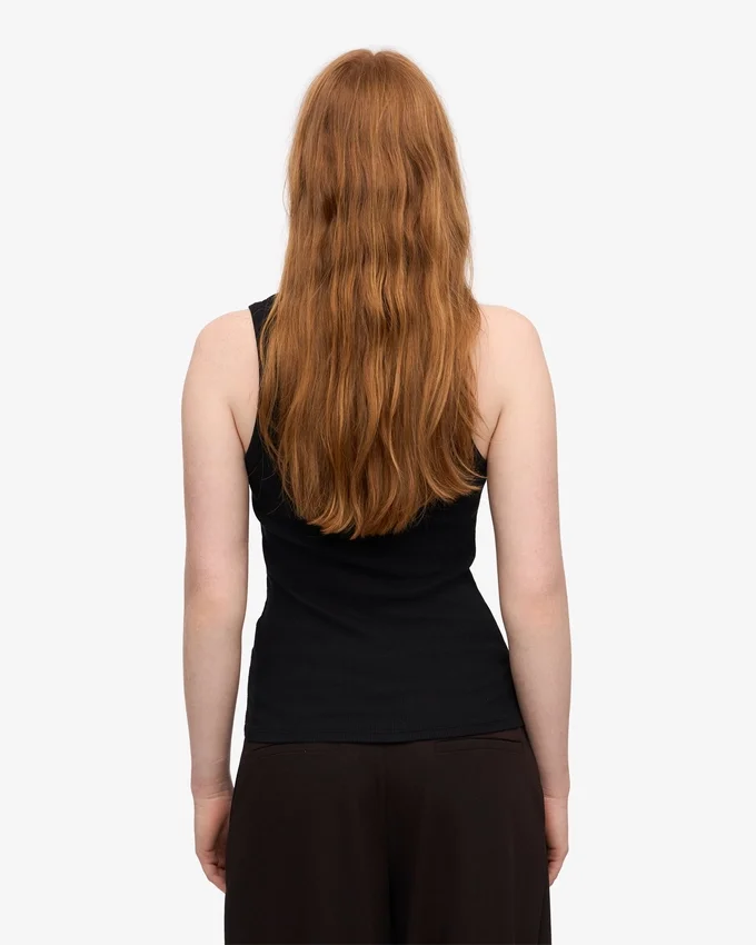 Débardeur côtelé bio pour femme – Noir intense