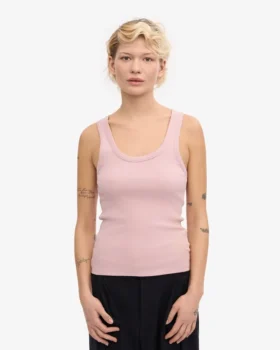 Débardeur côtelé bio pour femme – Rose délavé