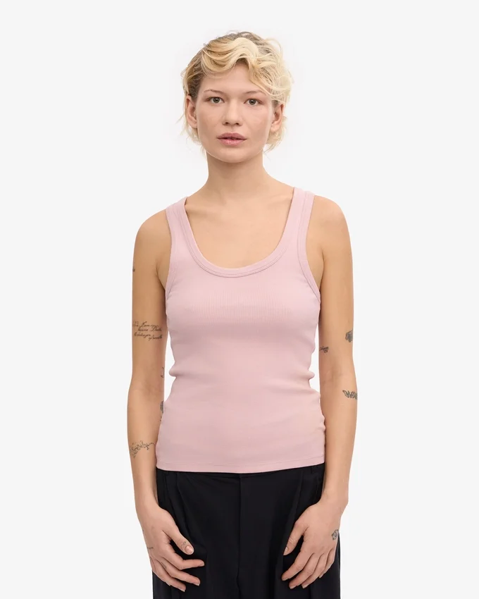 Débardeur côtelé bio pour femme - Rose délavé