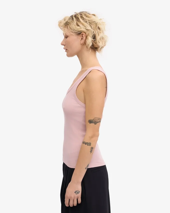 Débardeur côtelé bio pour femme - Rose délavé