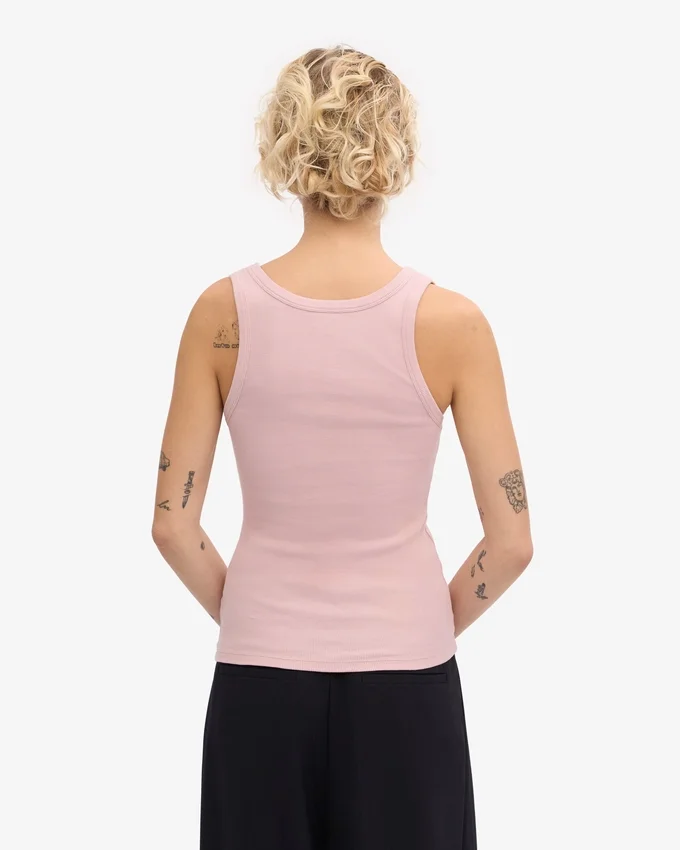 Débardeur côtelé bio pour femme - Rose délavé